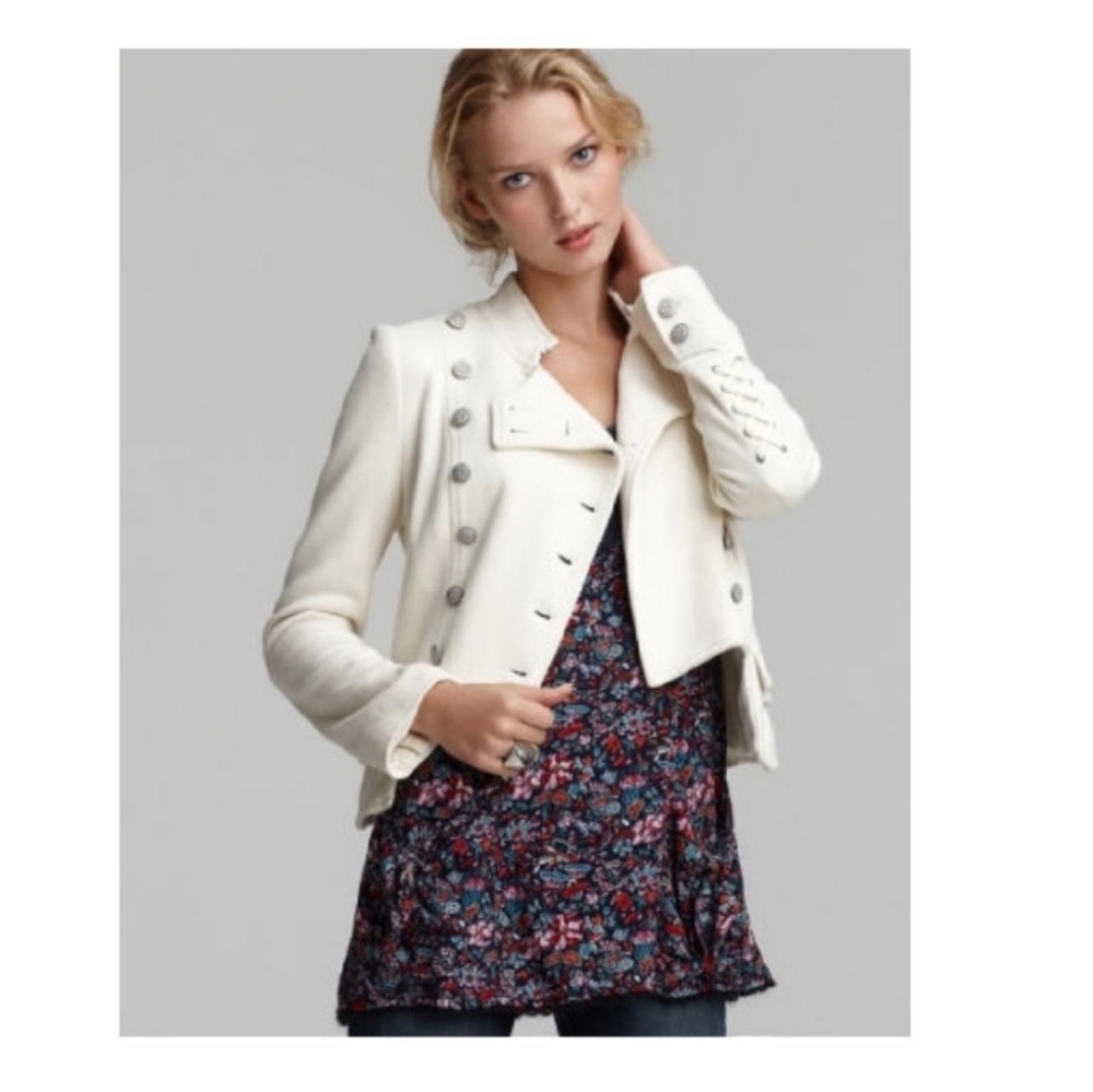 Free People Majorette Sweater Knit Military Jacket